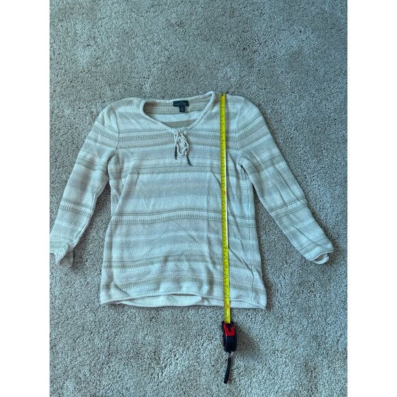 Lauren Ralph Lauren Womens Cream Sweater Size M 100% Cotton Green Tag Indie - Picture 4 of 6